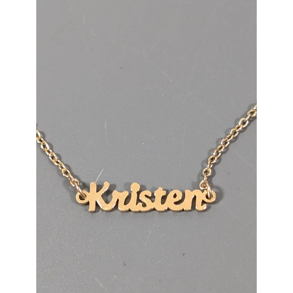 MDB Gold Tone Kristen Necklace Name Retro Dainty‎ 20 inch Classic for Layering